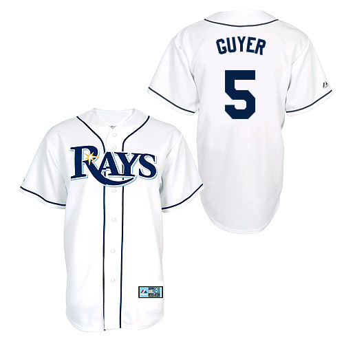 Brandon Guyer #5 Youth Baseball Jersey-Tampa Bay Rays Authentic Home White Cool Base MLB Jersey